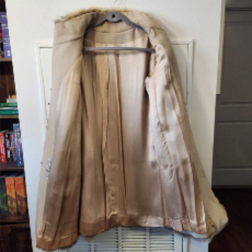 Vintage Cuddle Coat Beige Wool Coat with Faux Fur Trim Size M - Picture 3 of 9